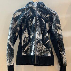 Lululemon Splash Scuba Hoodie Jacket Black White Paint - Women's Size 8
